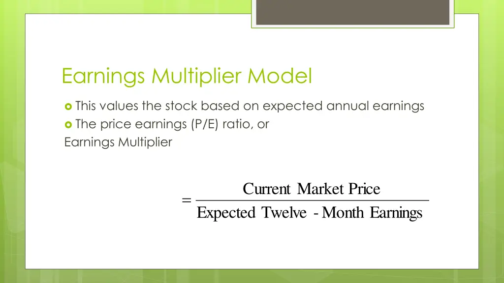 earnings multiplier model