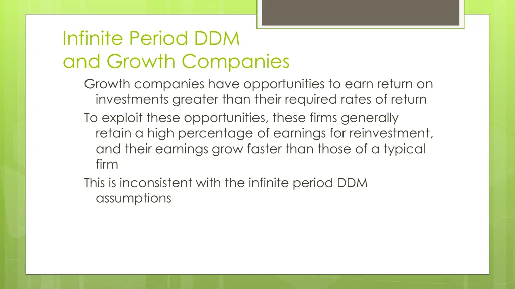 infinite period ddm and growth companies growth