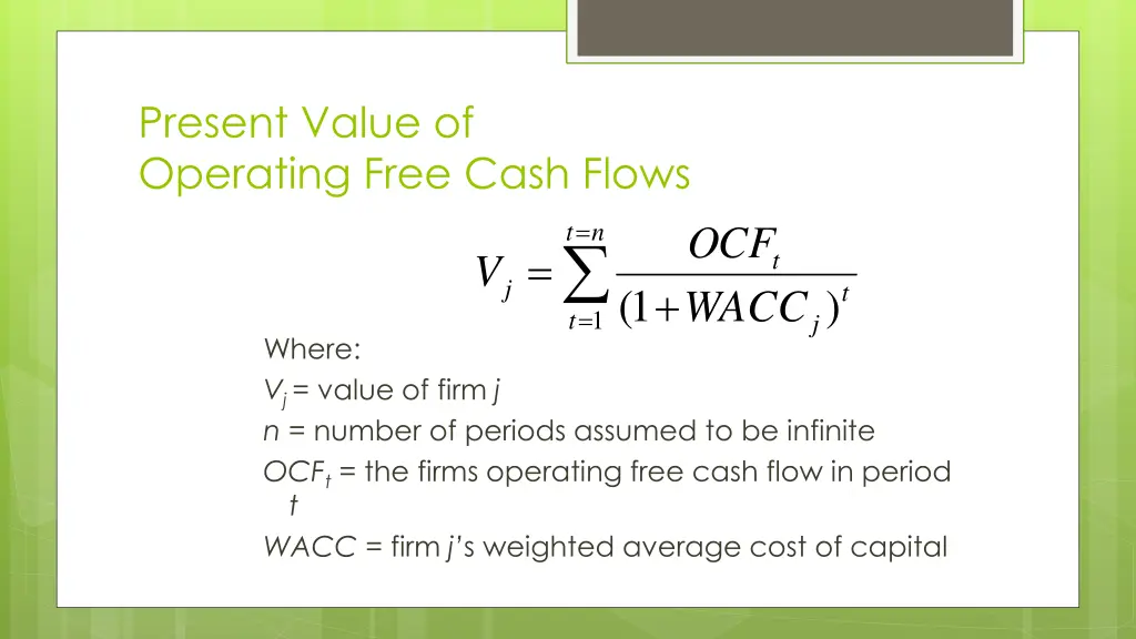present value of operating free cash flows 1