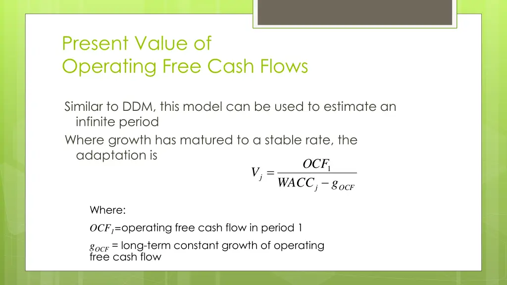 present value of operating free cash flows 2