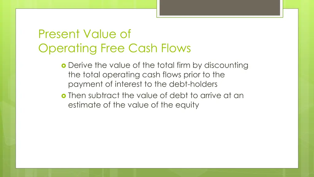 present value of operating free cash flows