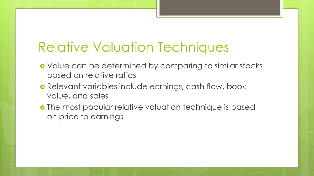 relative valuation techniques