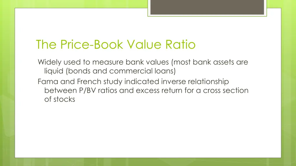 the price book value ratio