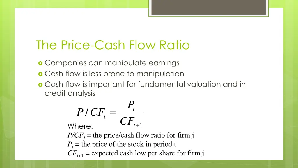 the price cash flow ratio