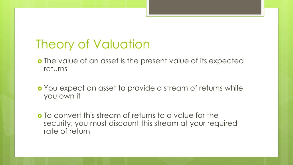 theory of valuation