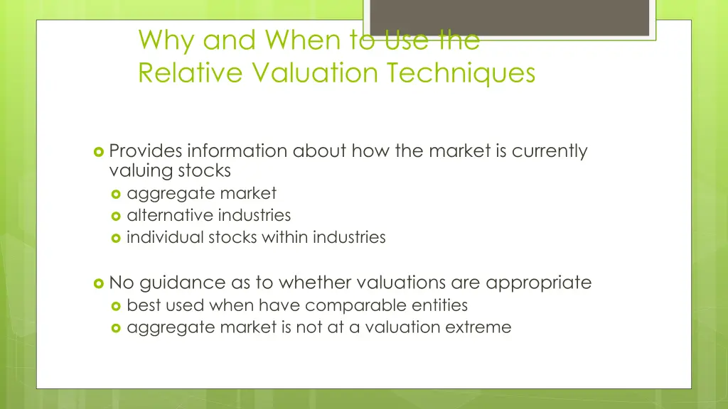 why and when to use the relative valuation