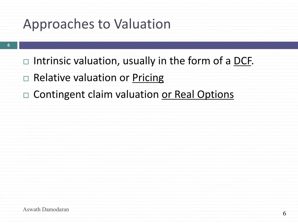 approaches to valuation