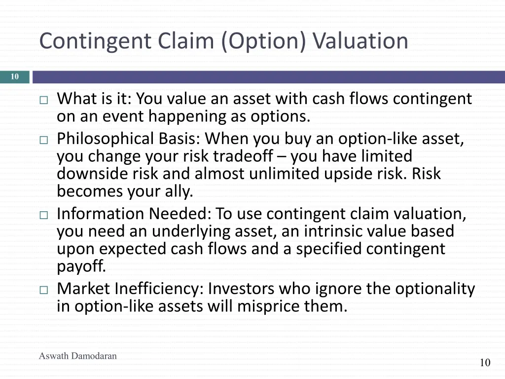 contingent claim option valuation