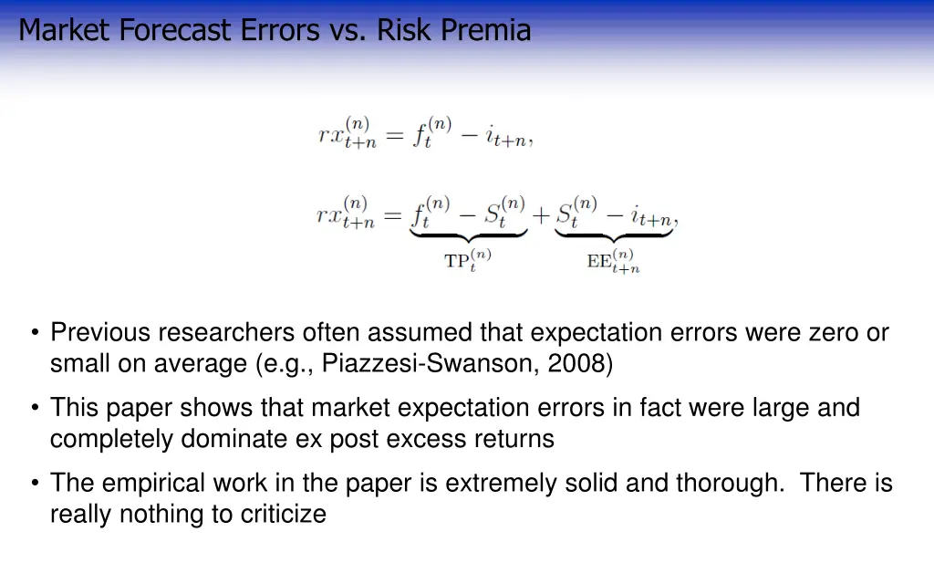 market forecast errors vs risk premia