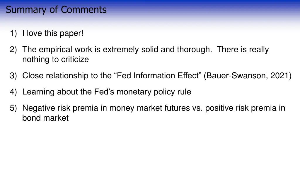 summary of comments
