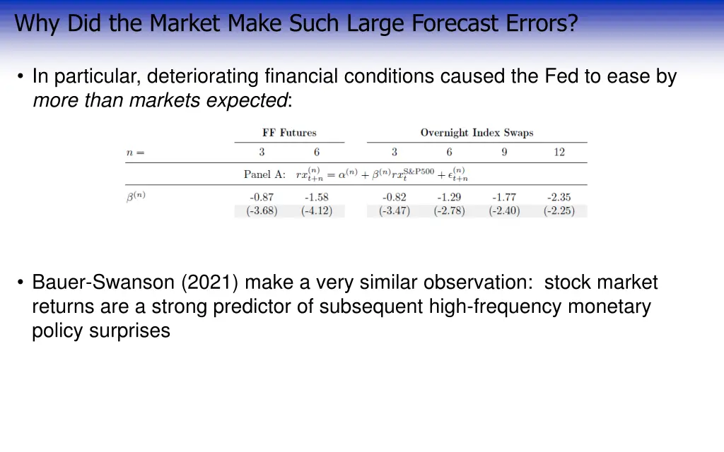 why did the market make such large forecast errors 1