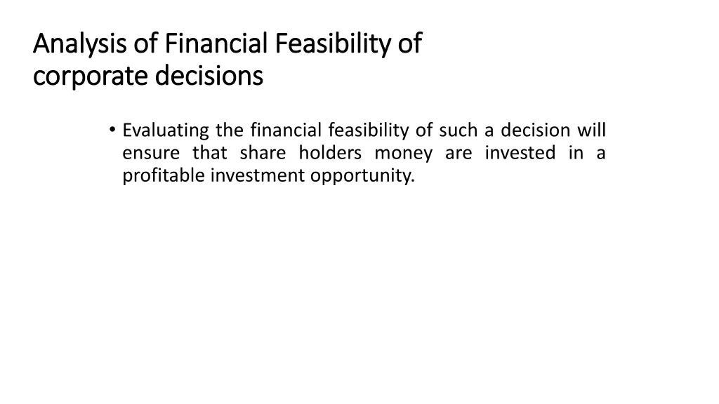 analysis of financial feasibility of analysis