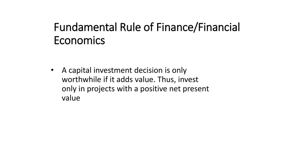 fundamental rule of finance financial fundamental