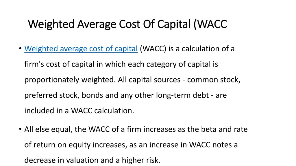weighted weighted average cost of capital wacc