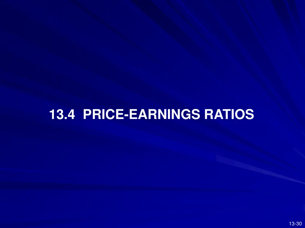 13 4 price earnings ratios