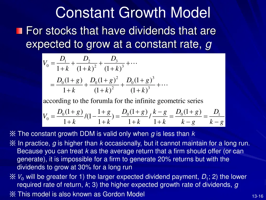constant growth model for stocks that have