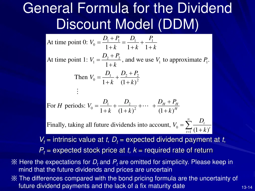 general formula for the dividend discount model