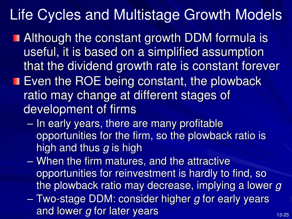 life cycles and multistage growth models
