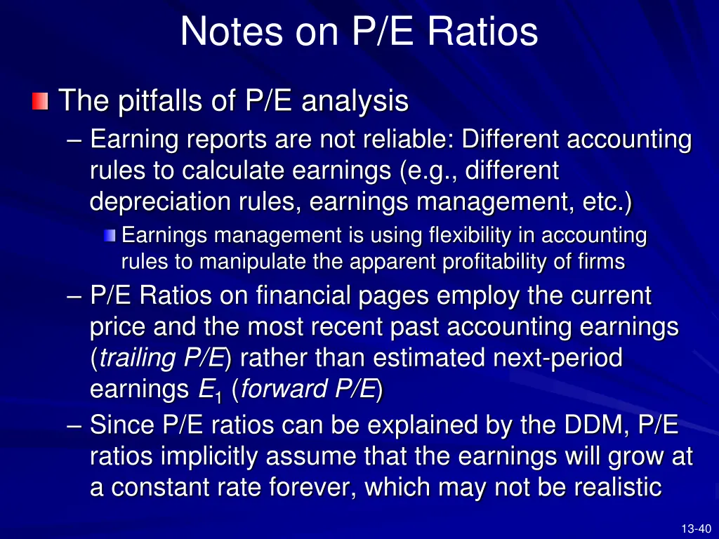 notes on p e ratios