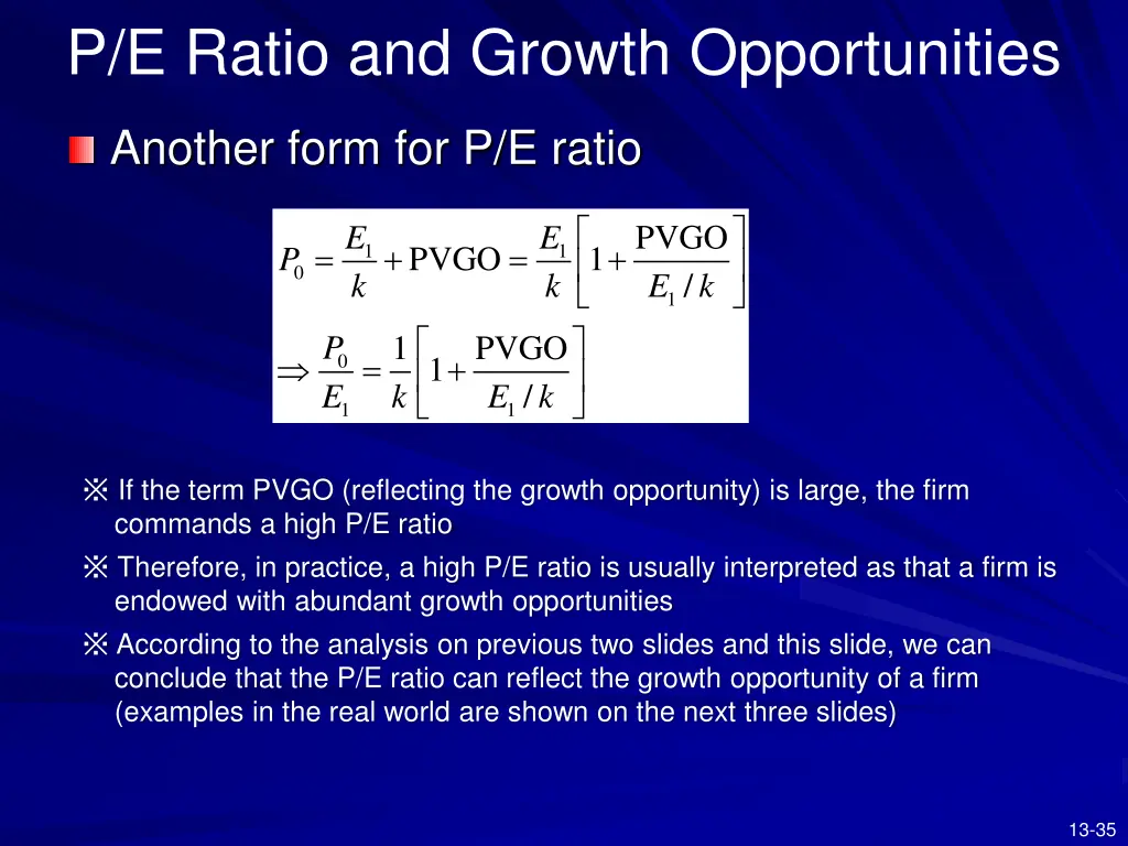 p e ratio and growth opportunities 4