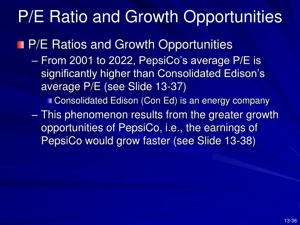 p e ratio and growth opportunities 5