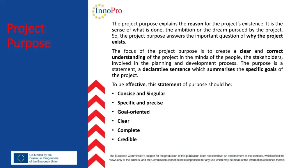 the project purpose explains the reason