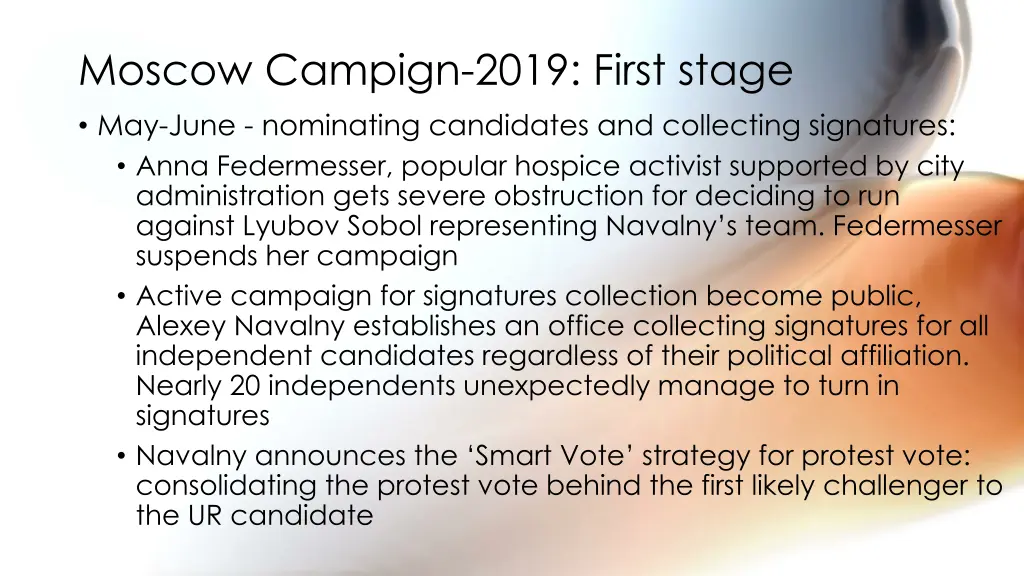 moscow campign 2019 first stage may june
