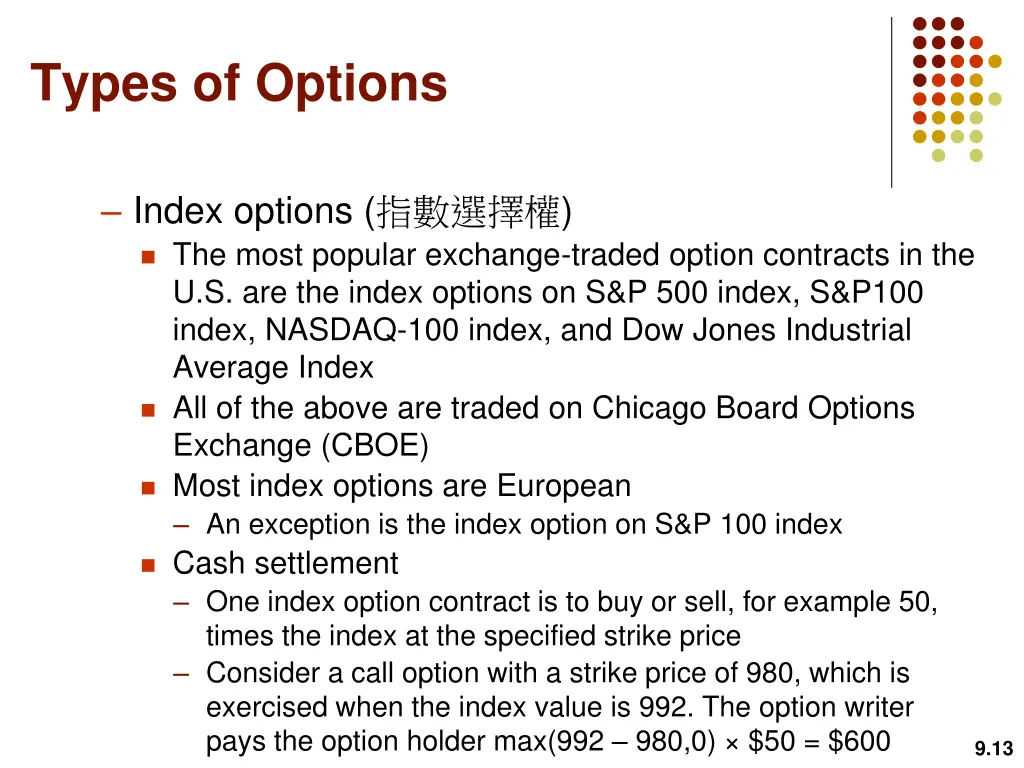 types of options 3