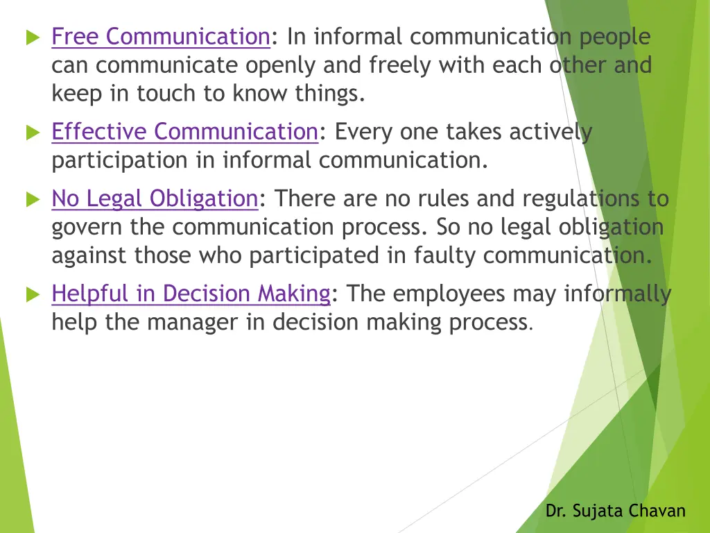 free communication in informal communication