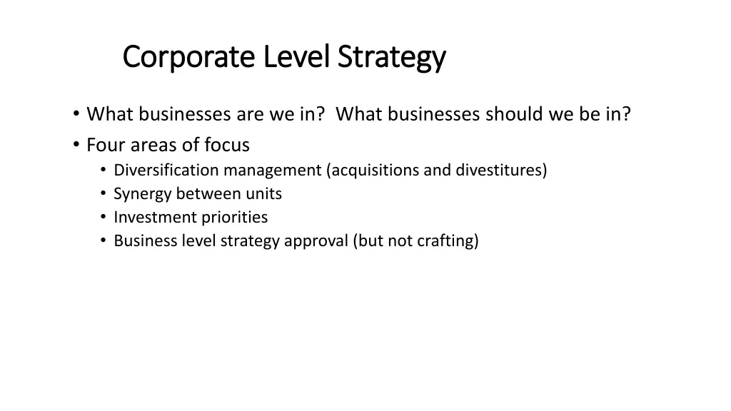 corporate level strategy corporate level strategy