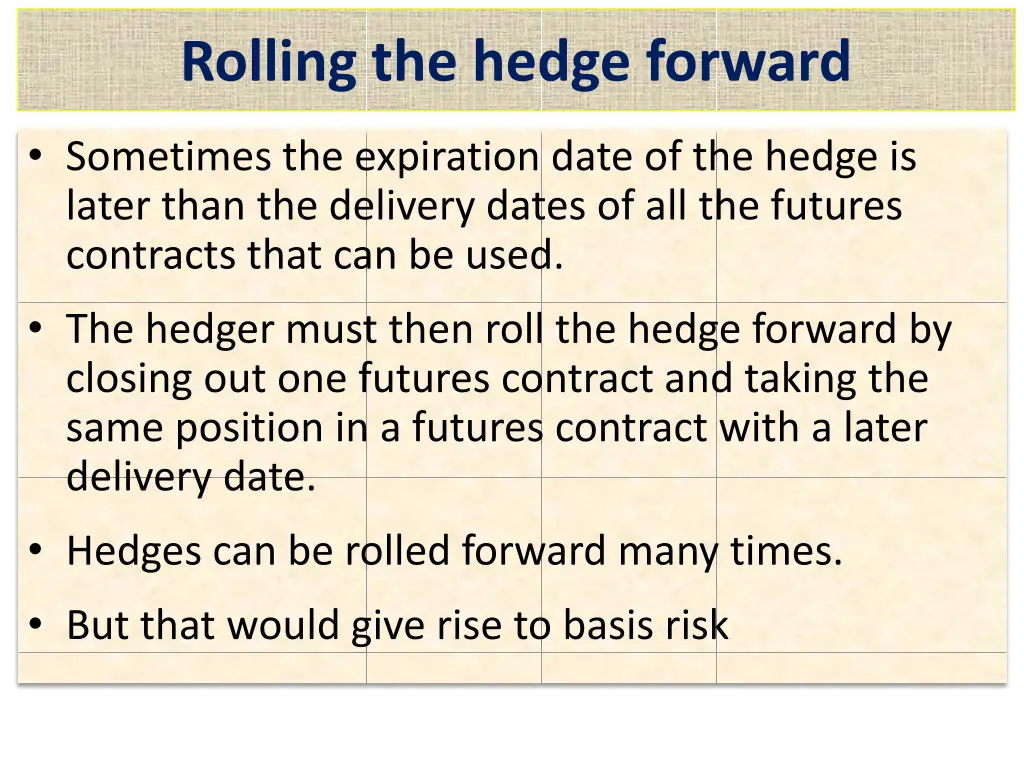 rolling the hedge forward