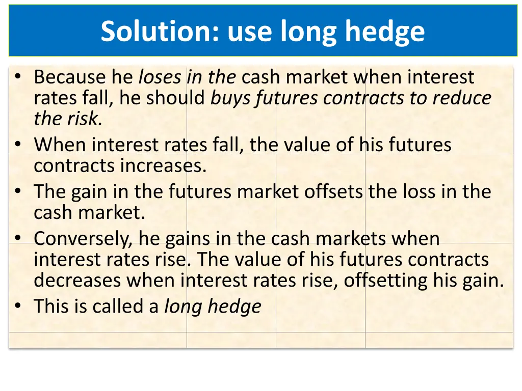 solution use long hedge