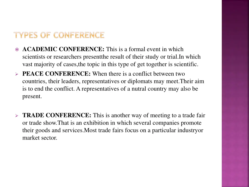 types of conference