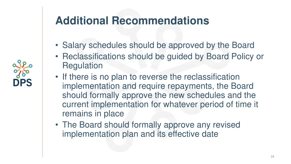additional recommendations