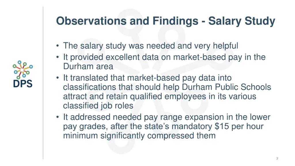 observations and findings salary study