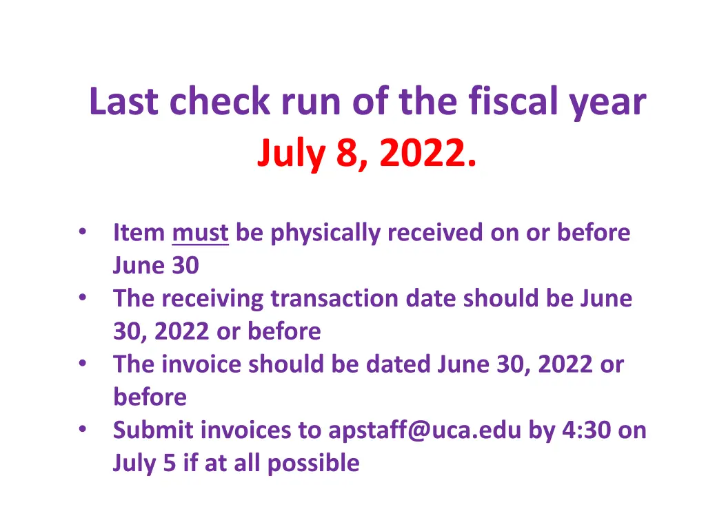 last check run of the fiscal year july 8 2022