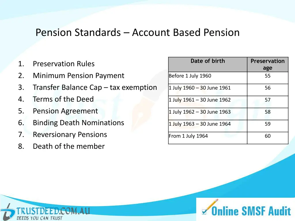 pension standards account based pension