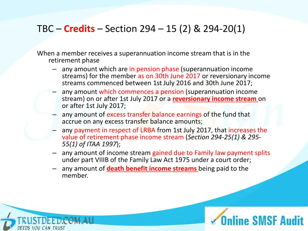 tbc credits section 294 15 2 294 20 1
