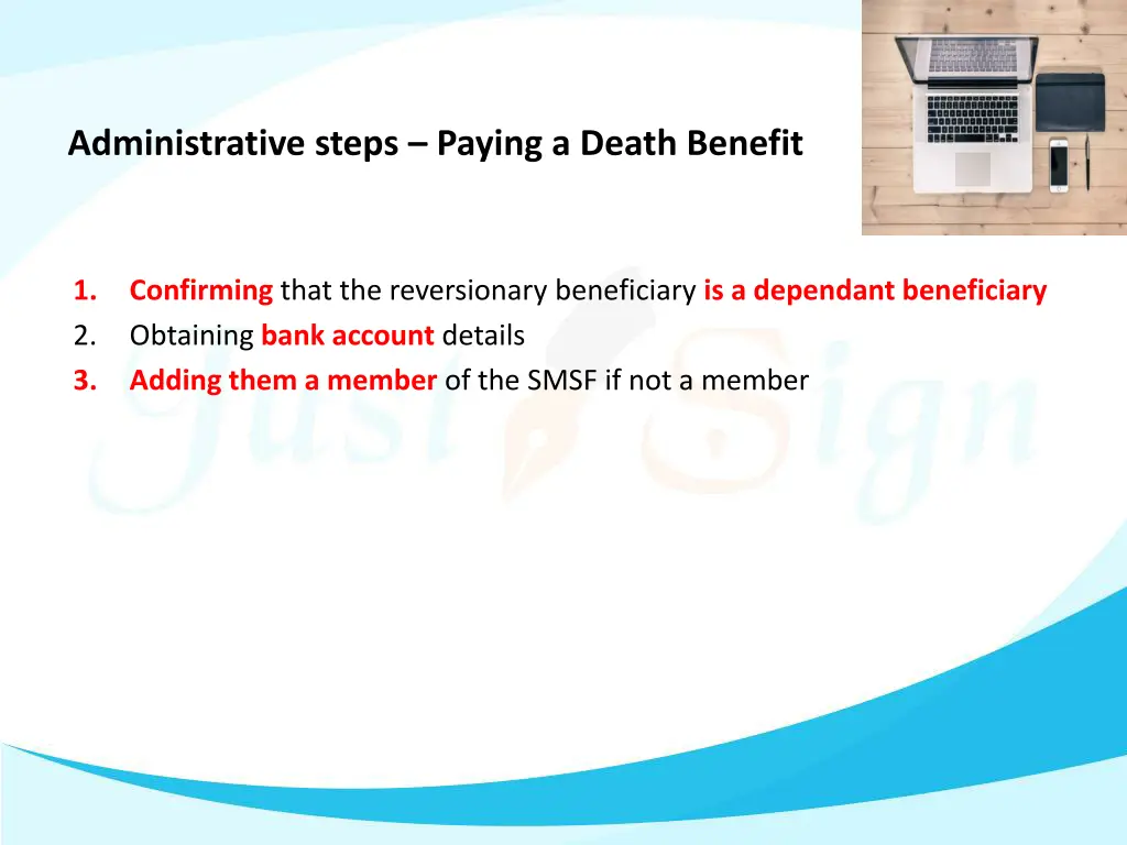 administrative steps paying a death benefit