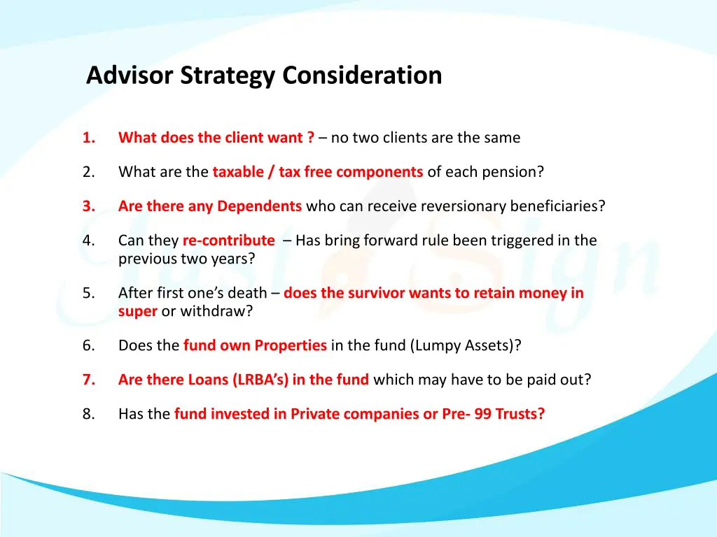 advisor strategy consideration