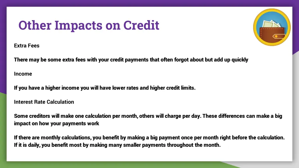 other impacts on credit