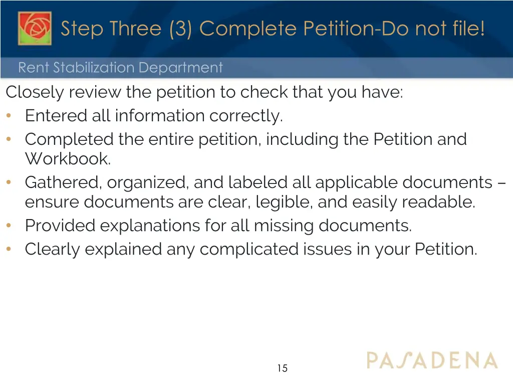 step three 3 complete petition do not file 1