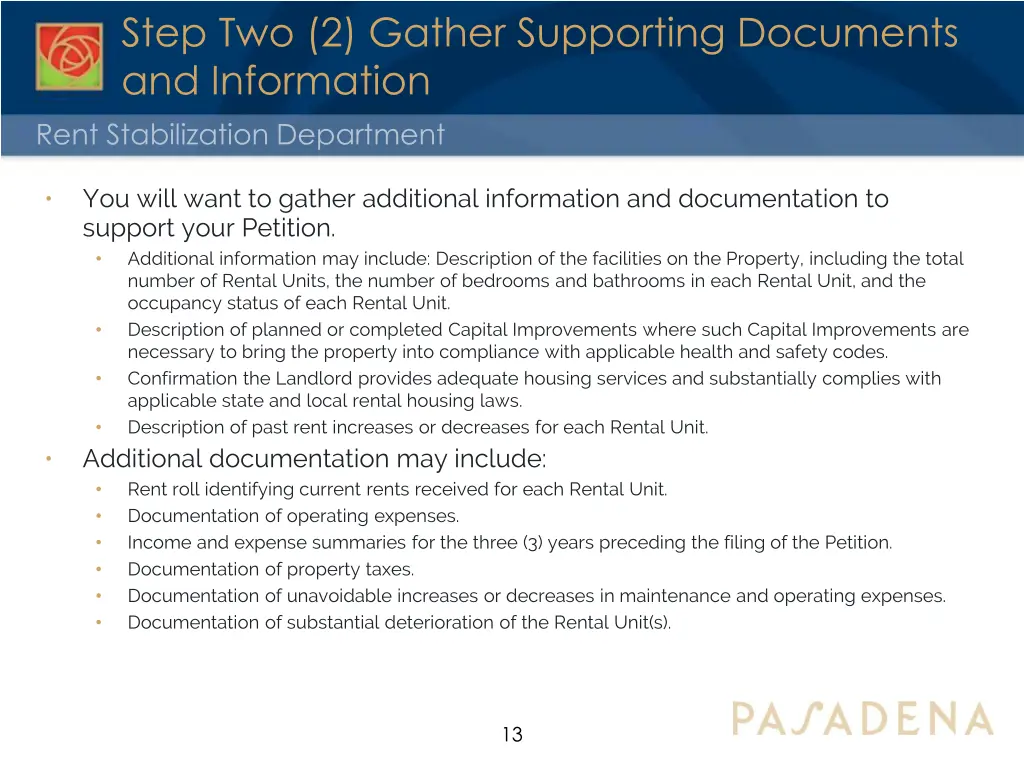 step two 2 gather supporting documents