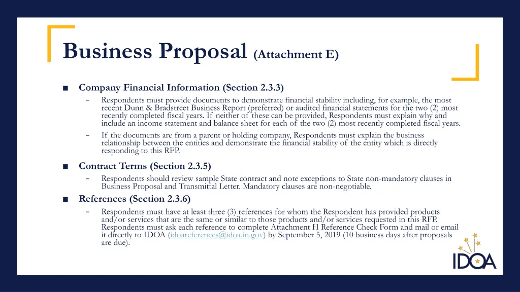 business proposal attachment e
