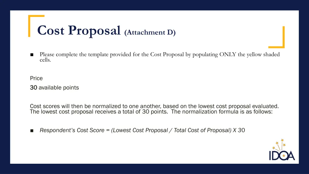cost proposal attachment d