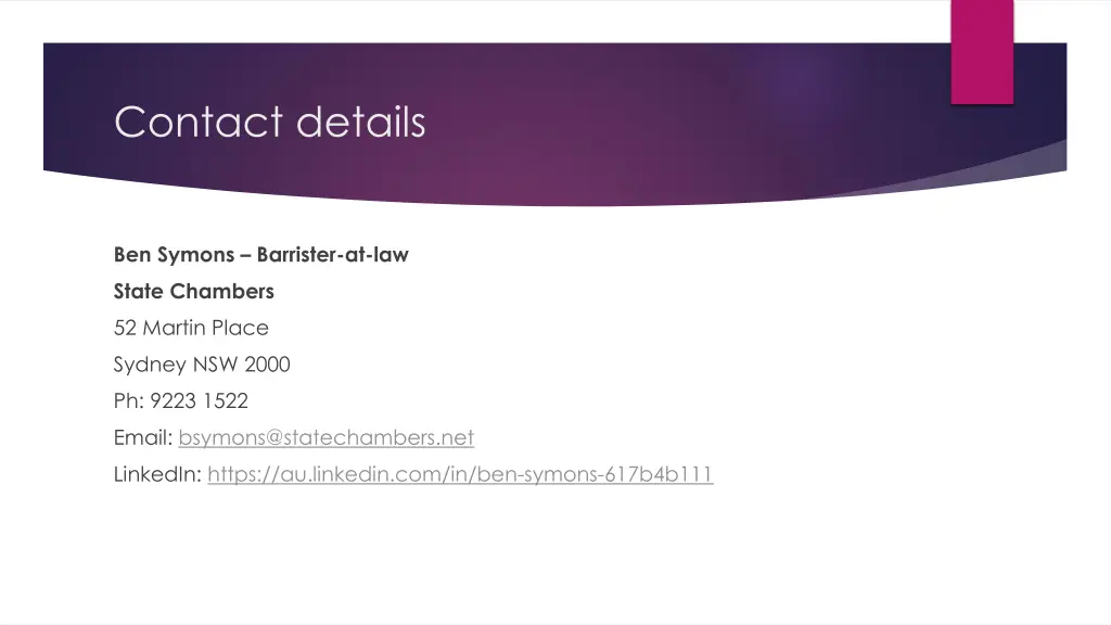 contact details