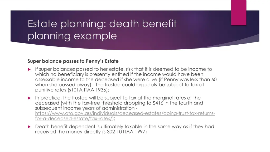 estate planning death benefit planning example 1