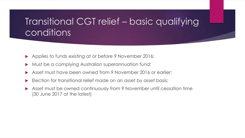 transitional cgt relief basic qualifying