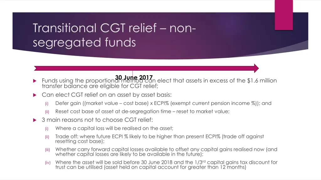 transitional cgt relief non segregated funds