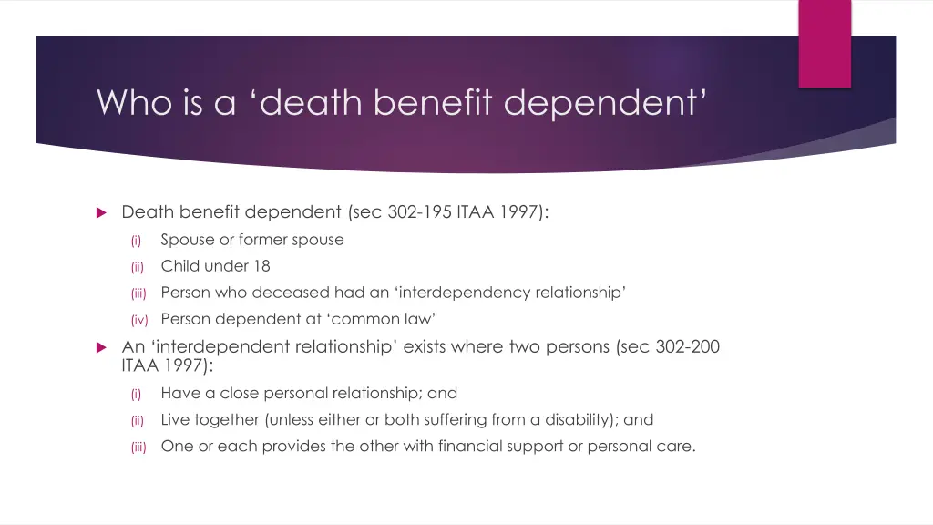 who is a death benefit dependent